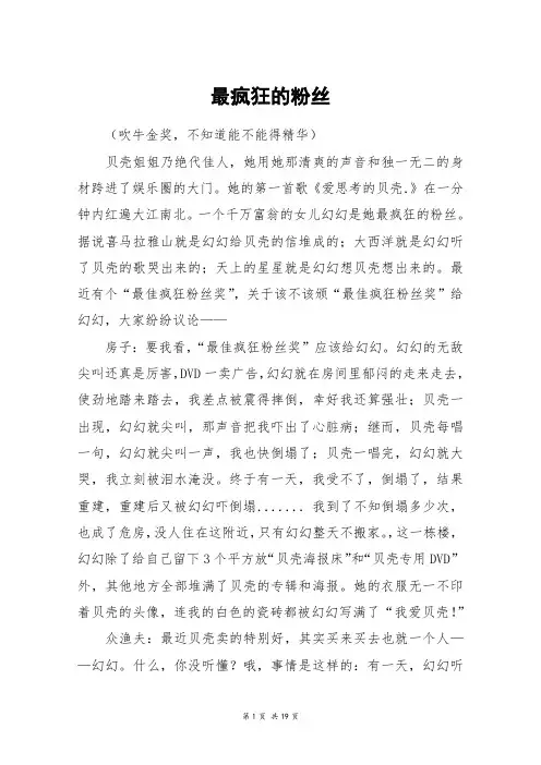 最疯狂的粉丝_高三作文