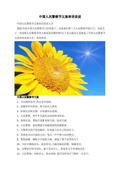 中国人民警察节文案寄语说说
