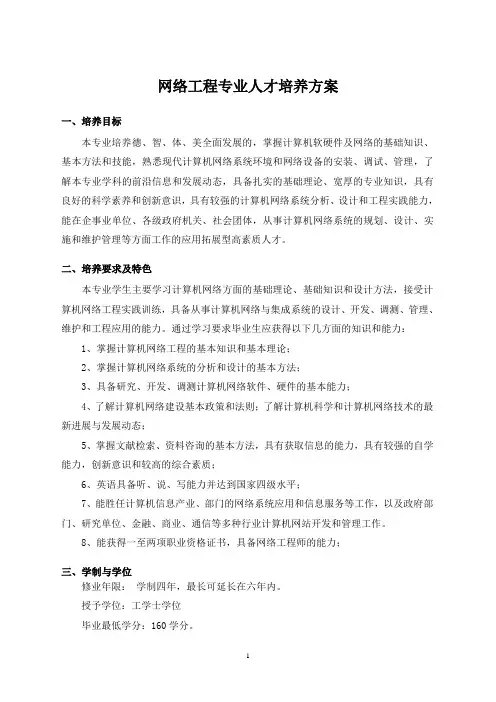 网络工程专业人才培养方案