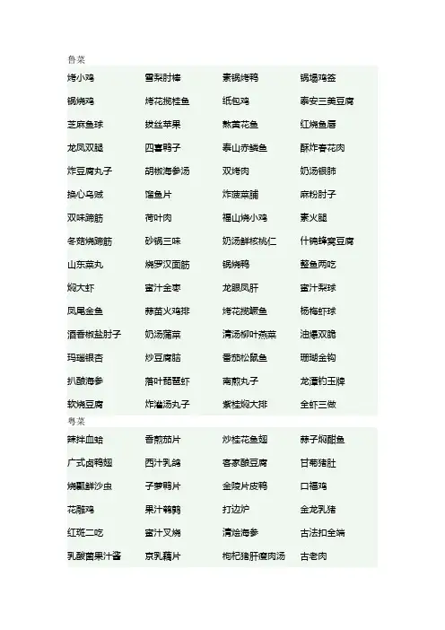 菜名大全