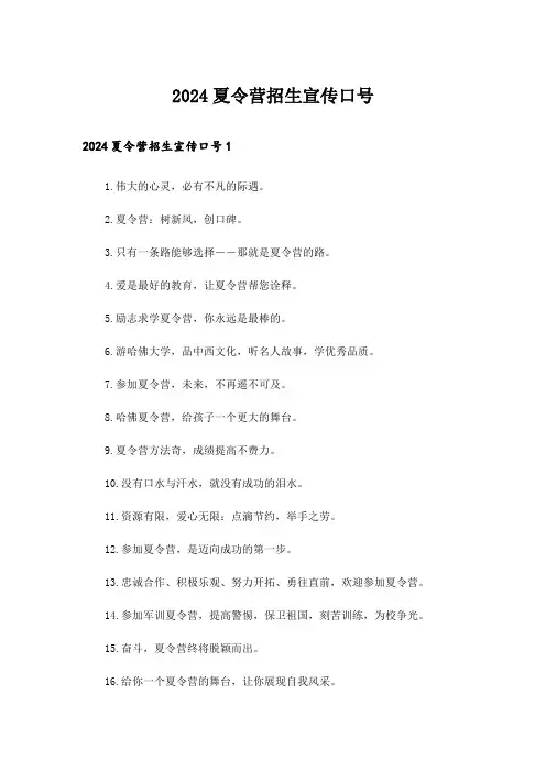 2024夏令营招生宣传口号