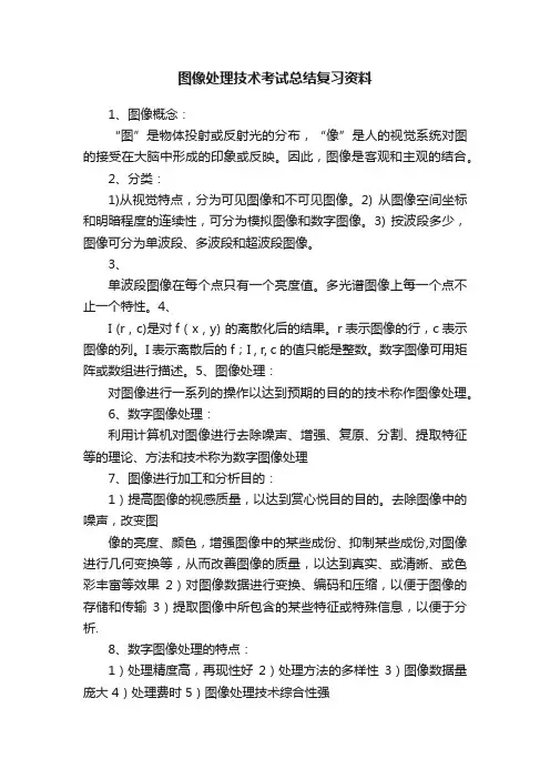 图像处理技术考试总结复习资料