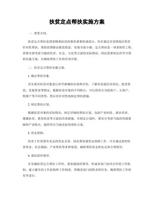 扶贫定点帮扶实施方案