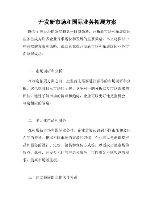 开发新市场和国际业务拓展方案
