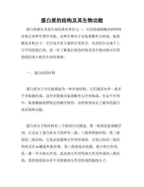 蛋白质的结构及其生物功能