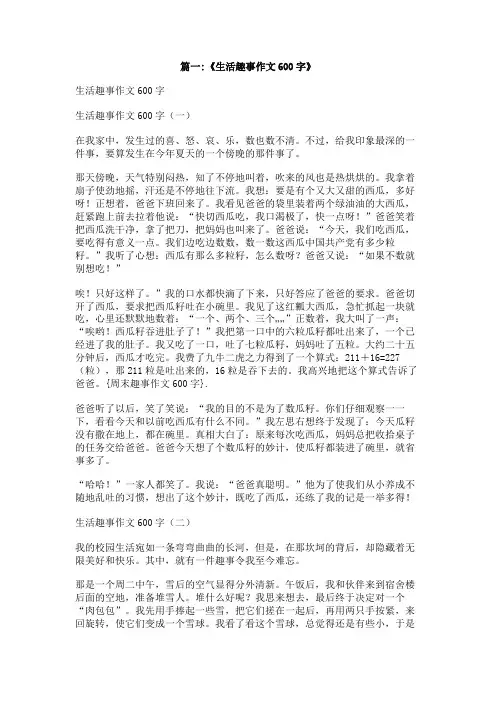 周末趣事作文600字