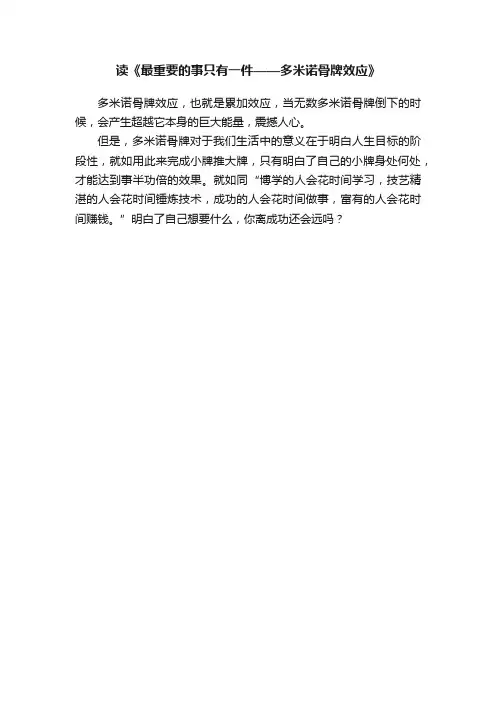 读《最重要的事只有一件——多米诺骨牌效应》