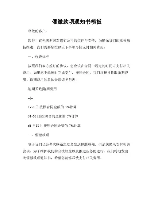 催缴款项通知书模板