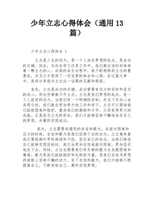 少年立志心得体会(通用13篇)