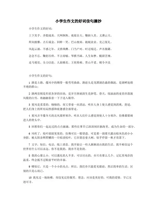 小学生作文的好词佳句摘抄