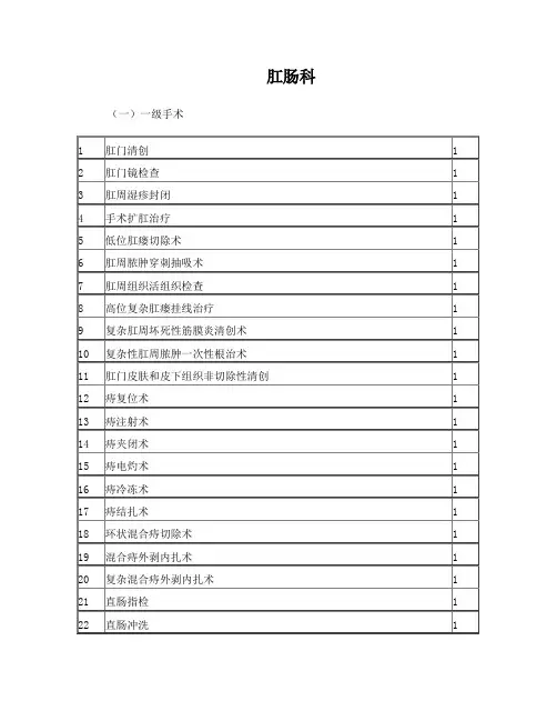 肛肠科手术分级目录