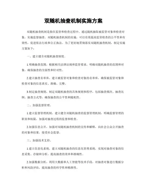 双随机抽查机制实施方案