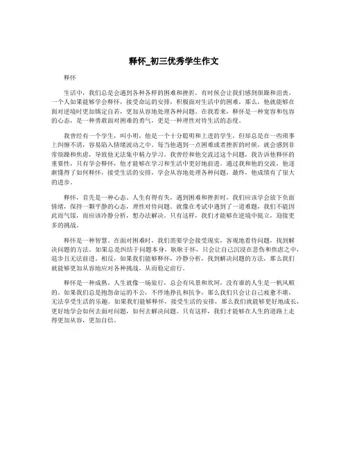 释怀_初三优秀学生作文