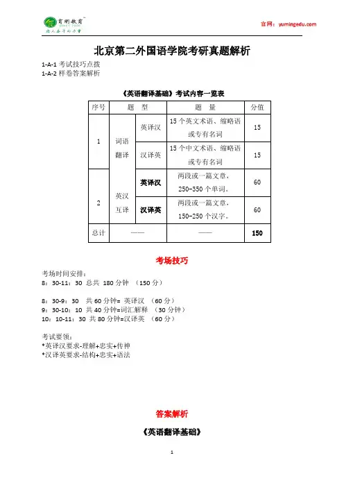 北京第二外国语学院翻译硕士英语口译考研真题解析,考研出题老师介绍