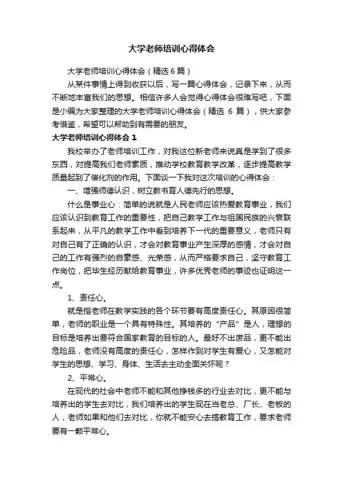 大学老师培训心得体会（精选6篇）