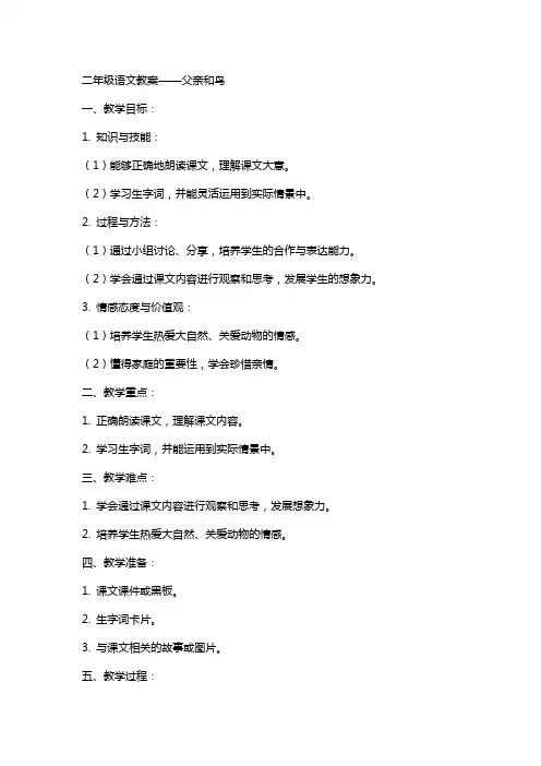 二年级语文教案—— 父亲和鸟