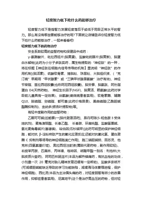 轻度智力低下吃什么药能够治疗