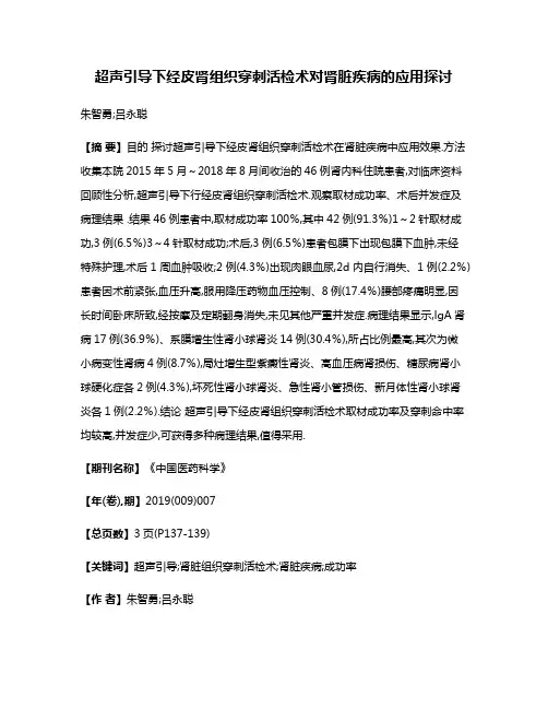 超声引导下经皮肾组织穿刺活检术对肾脏疾病的应用探讨