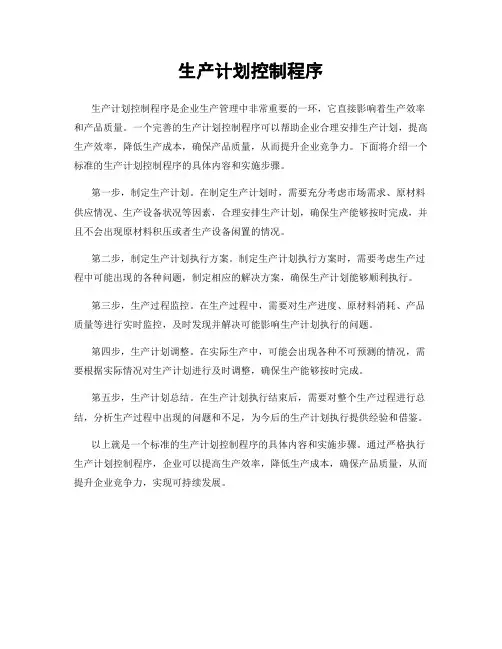 生产计划控制程序
