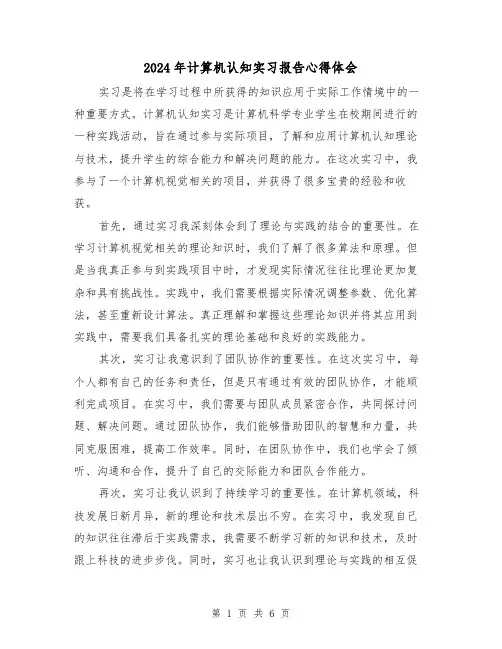 2024年计算机认知实习报告心得体会(3篇)