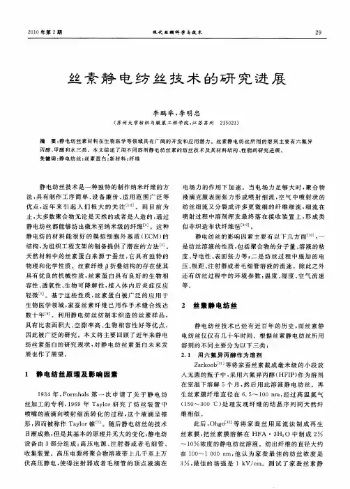 丝素静电纺丝技术的研究进展