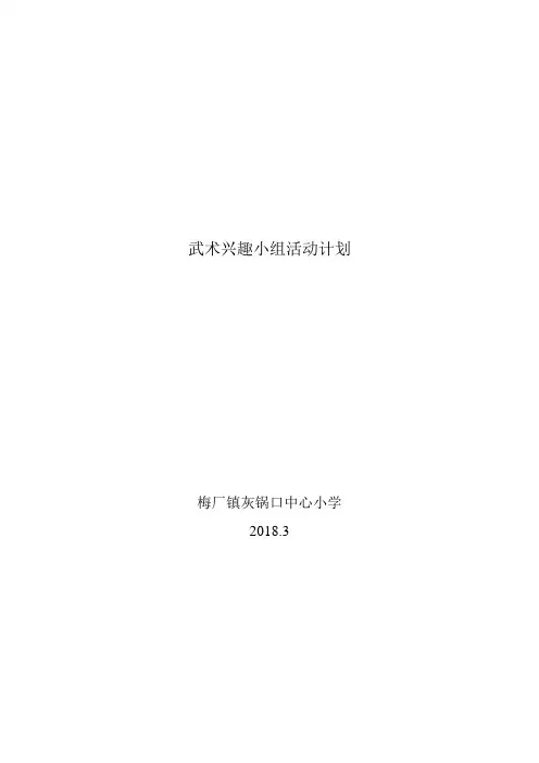 2018.3武术兴趣小组活动计划