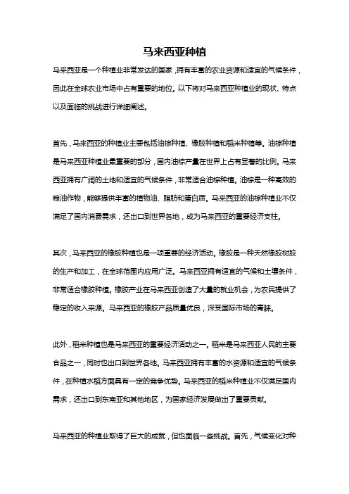 马来西亚种植