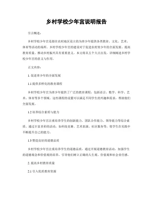 乡村学校少年宫说明报告