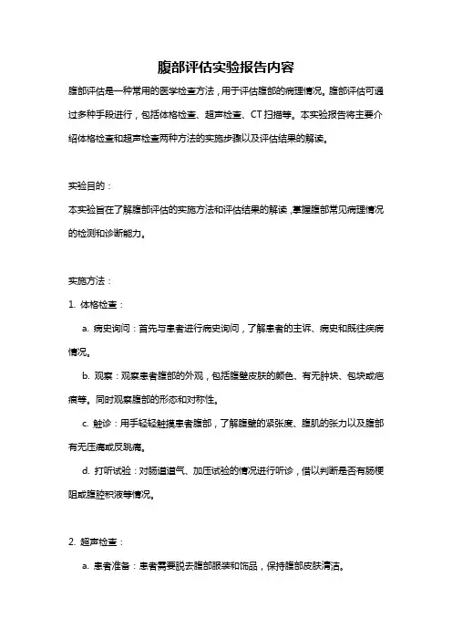 腹部评估实验报告内容