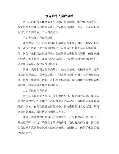 水电站个人自我总结