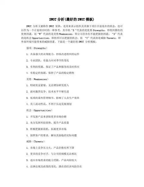 SWOT分析(最好的SWOT模板)