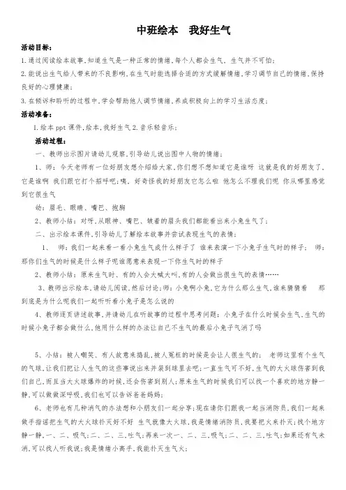我好生气教案