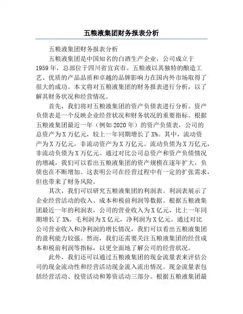 五粮液集团财务报表分析