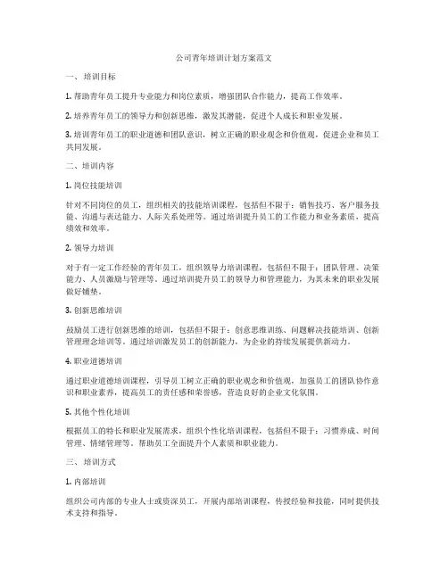 公司青年培训计划方案范文