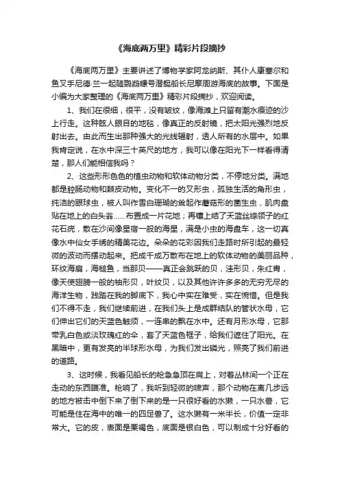 《海底两万里》精彩片段摘抄