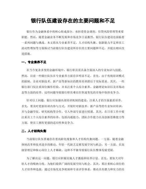 银行队伍建设存在的主要问题和不足 (3)