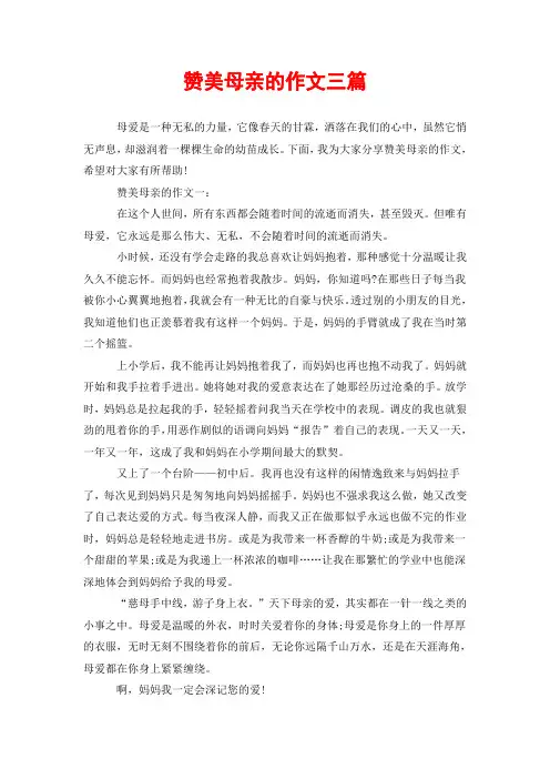 赞美母亲的作文三篇