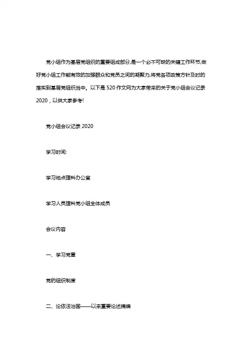 党小组会议记录2020最新