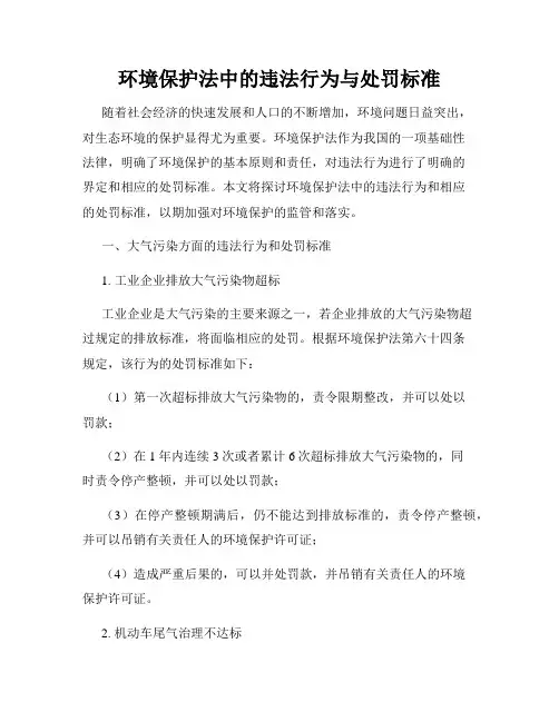 环境保护法中的违法行为与处罚标准
