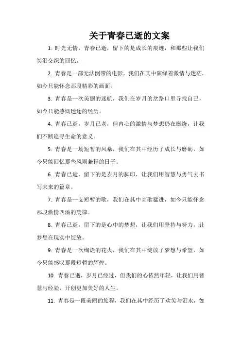关于青春已逝的文案
