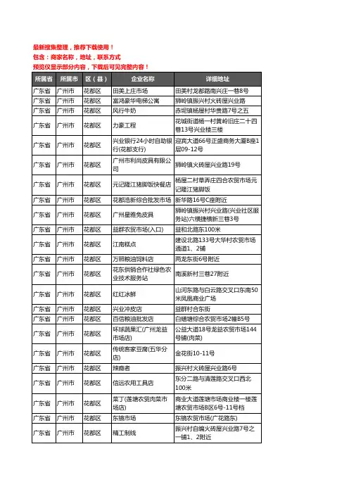 新版广东省广州市花都区农资行业企业公司商家户名录单联系方式地址大全350家