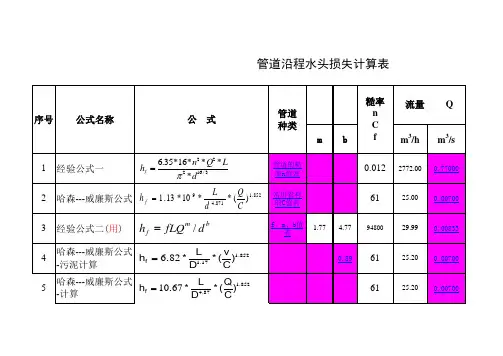 管道沿程水头损失三种计算方法