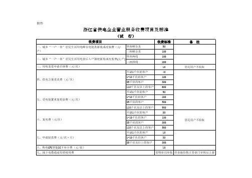 供电局服务费收费标准
