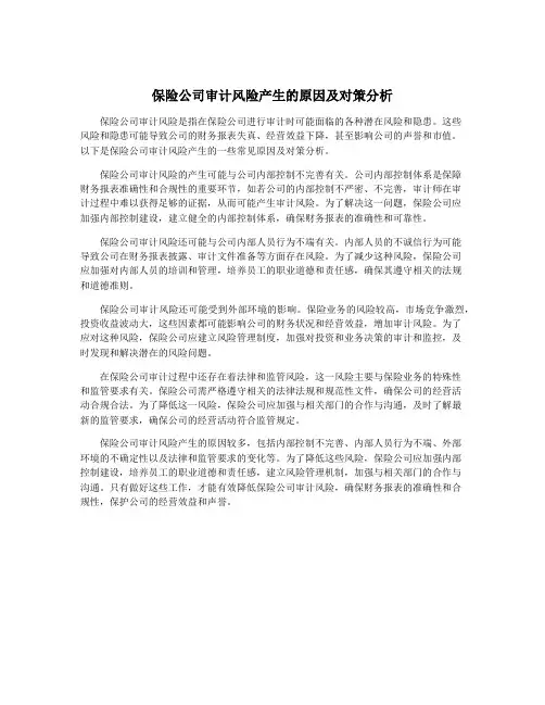 保险公司审计风险产生的原因及对策分析