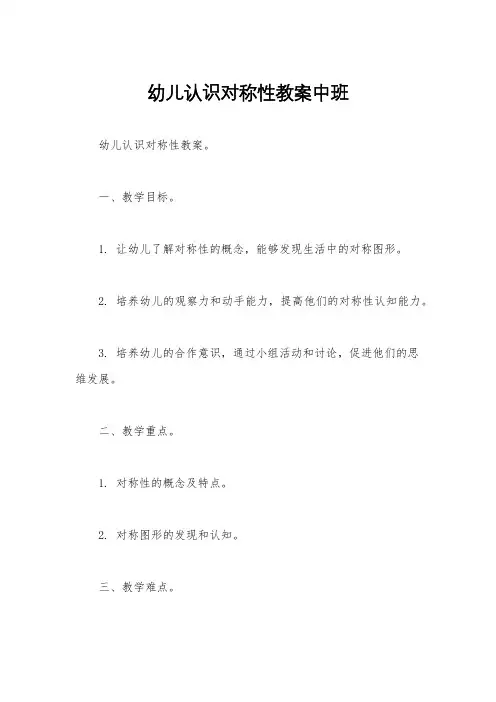 幼儿认识对称性教案中班