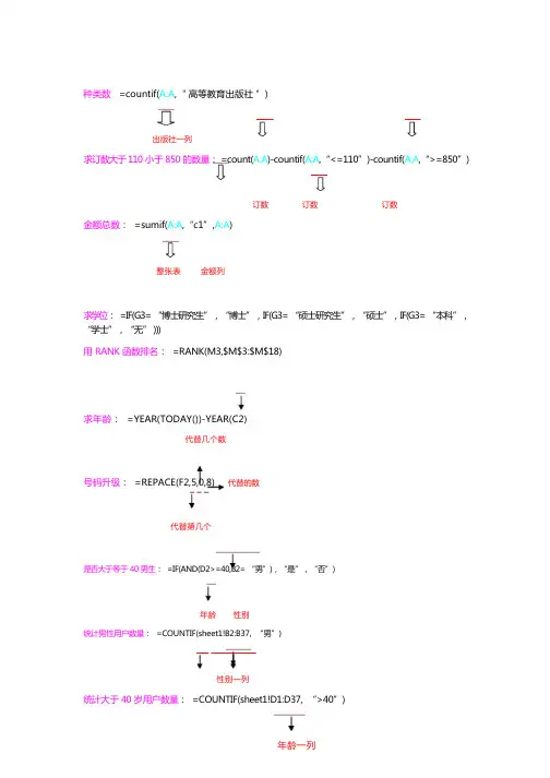 计算机二级必考Excel公式