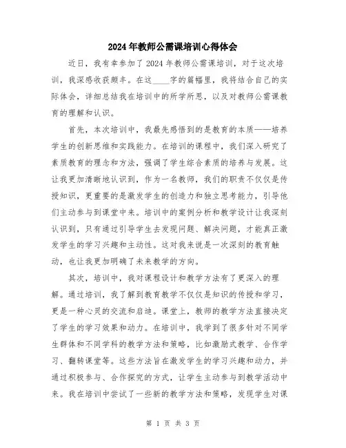 2024年教师公需课培训心得体会