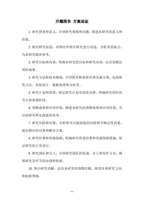 开题报告 方案论证