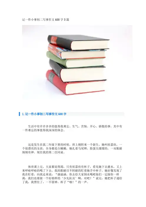 记一件小事初二写事作文600字5篇 