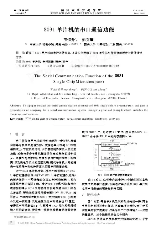 8031单片机的串口通信功能